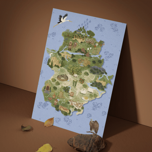 Lámina «Mapa ilustrado de Extremadura»